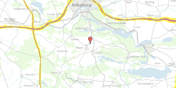 Trafikstøjkort på Silkeborgvej 6, 8653 Them