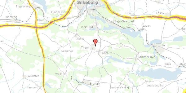 Trafikstøjkort på Silkeborgvej 31B, st. 16, 8653 Them