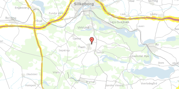 Trafikstøjkort på Silkeborgvej 38, 1. th, 8653 Them