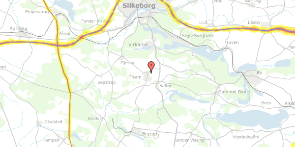 Trafikstøjkort på Silkeborgvej 54, 8653 Them