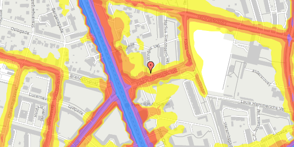 Trafikstøjkort på A.H. Winges Vej 1, kl. 3, 8200 Aarhus N