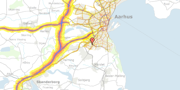 Trafikstøjkort på Anerovej 11, 8260 Viby J