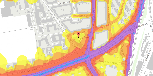 Trafikstøjkort på Assensgade 21, 2. tv, 8000 Aarhus C