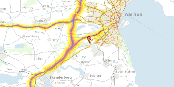 Trafikstøjkort på Baunevej 78, 8361 Hasselager