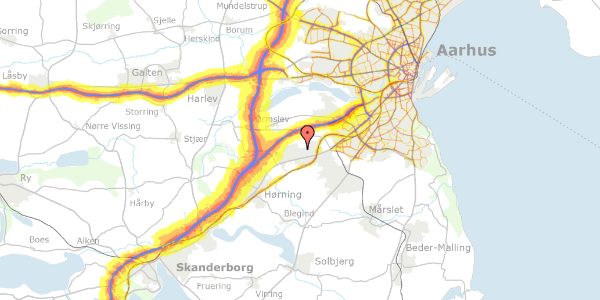 Trafikstøjkort på Bavnegårdsvej 132, 8361 Hasselager