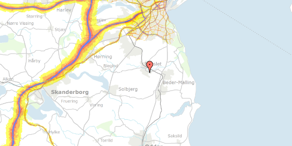 Trafikstøjkort på Bedervej 36, 8320 Mårslet