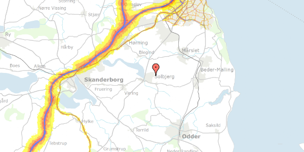 Trafikstøjkort på Birkevangen 10, 8355 Solbjerg