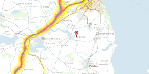 Trafikstøjkort på Birkevangen 14, 8355 Solbjerg