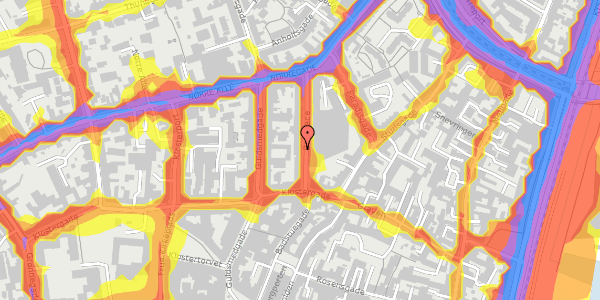 Trafikstøjkort på Borggade 3, st. 2, 8000 Aarhus C