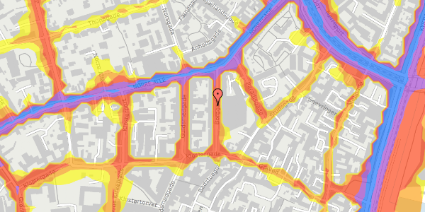 Trafikstøjkort på Borggade 7, 5. tv, 8000 Aarhus C