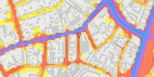 Trafikstøjkort på Borggade 11, 3. tv, 8000 Aarhus C