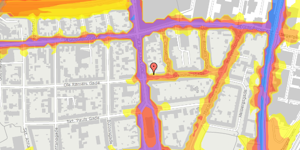 Trafikstøjkort på Brammersgade 19, 1. , 8000 Aarhus C