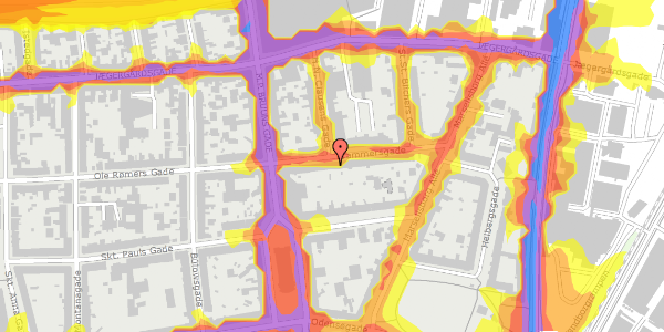 Trafikstøjkort på Brammersgade 32, 2. , 8000 Aarhus C