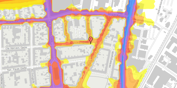 Trafikstøjkort på Brammersgade 62, st. , 8000 Aarhus C