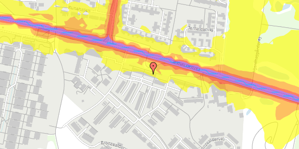 Trafikstøjkort på Bronzealdervej 57, 8210 Aarhus V