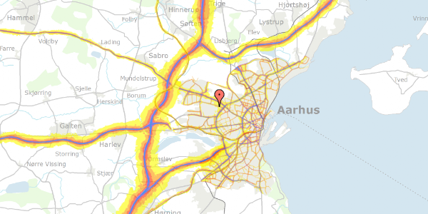 Trafikstøjkort på Bronzealdervej 155, 8210 Aarhus V