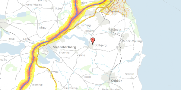 Trafikstøjkort på Bøgevangen 14, 8355 Solbjerg