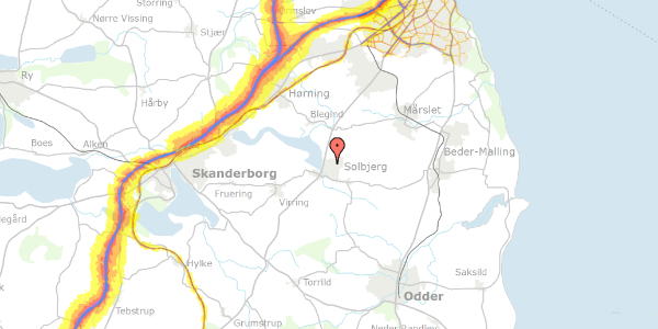 Trafikstøjkort på Bøgevangen 15, 8355 Solbjerg