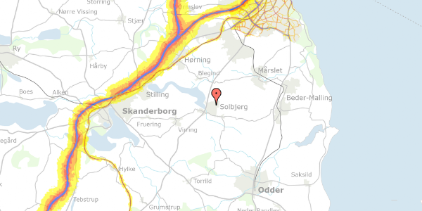 Trafikstøjkort på Bøgevangen 25, 8355 Solbjerg