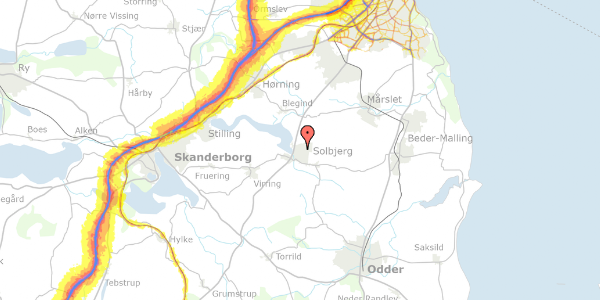 Trafikstøjkort på Bøgevangen 29, 8355 Solbjerg