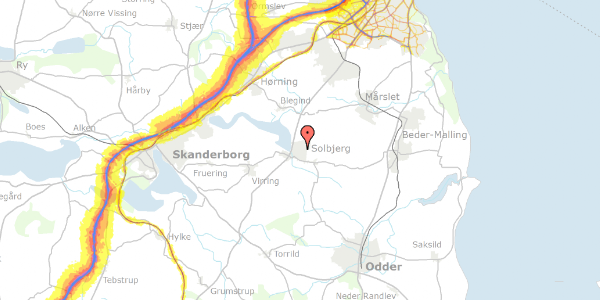 Trafikstøjkort på Bøgevangen 91A, 8355 Solbjerg