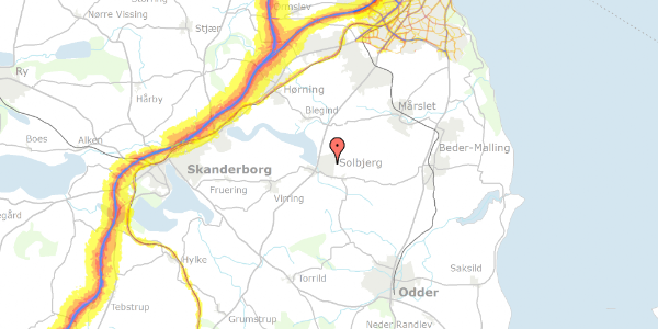 Trafikstøjkort på Egevangen 203, 8355 Solbjerg