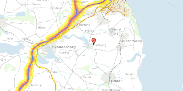 Trafikstøjkort på Egevangen 223, 8355 Solbjerg