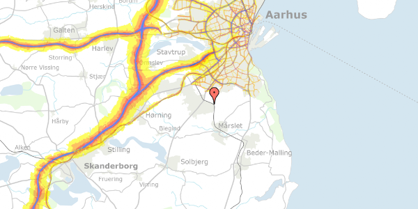 Trafikstøjkort på Egevænget 92, 8310 Tranbjerg J