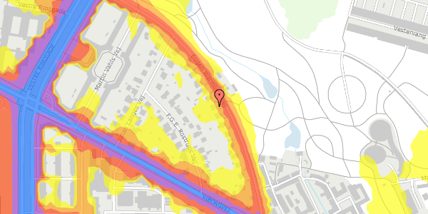 Trafikstøjkort på Eugen Warmings Vej 19, 8000 Aarhus C