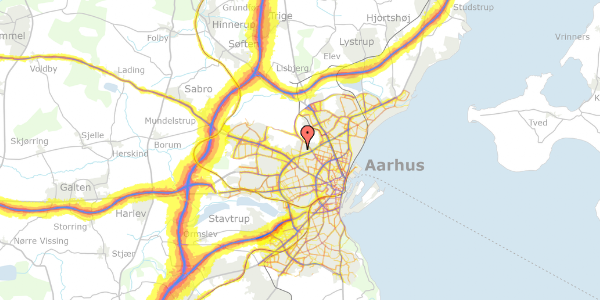 Trafikstøjkort på Fjældevænget 2, 1. tv, 8210 Aarhus V