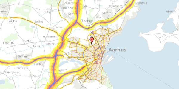 Trafikstøjkort på Fjældevænget 24, 1. tv, 8210 Aarhus V