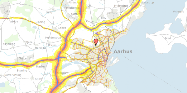 Trafikstøjkort på Fjældevænget 42, 1. tv, 8210 Aarhus V