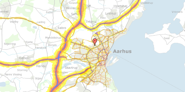 Trafikstøjkort på Fjældevænget 94, st. th, 8210 Aarhus V