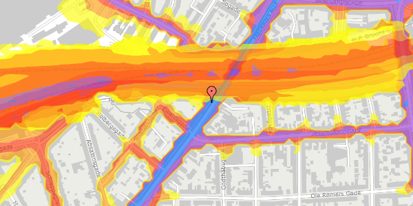 Trafikstøjkort på Frederiks Allé 92, 1. tv, 8000 Aarhus C