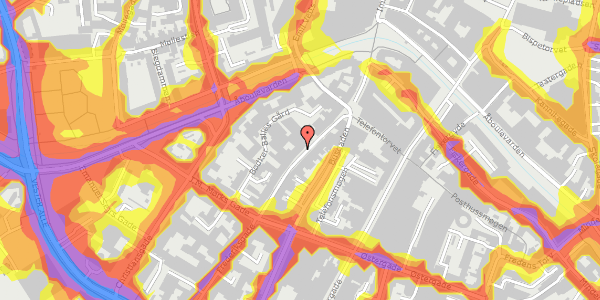 Trafikstøjkort på Frederiksgade 34, 1. , 8000 Aarhus C