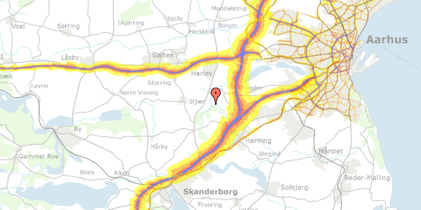 Trafikstøjkort på Fusvadvej 21, 8362 Hørning