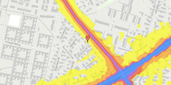 Trafikstøjkort på Gudhjemsvej 9, 8210 Aarhus V