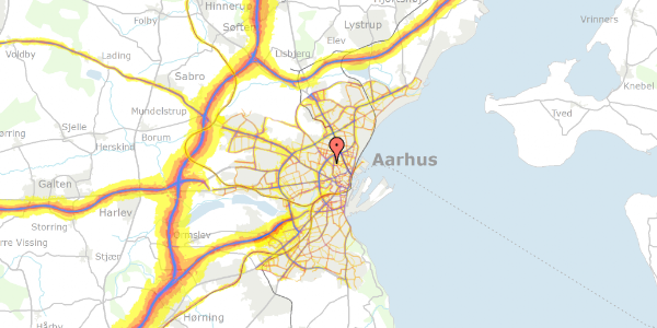 Trafikstøjkort på H.V. Kaalunds Vej 3, 1. th, 8000 Aarhus C