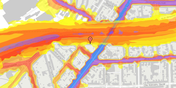 Trafikstøjkort på Hallssti 31, 1. tv, 8000 Aarhus C