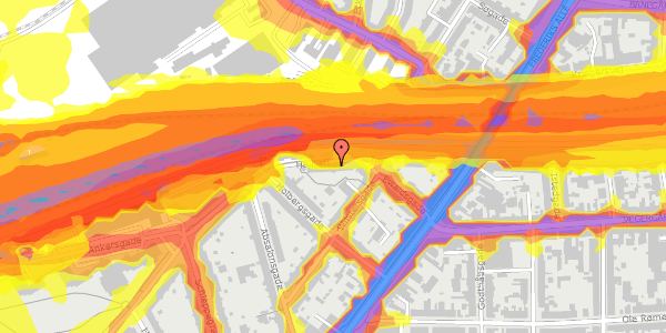 Trafikstøjkort på Hallssti 39, 2. th, 8000 Aarhus C