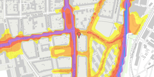 Trafikstøjkort på Hans Broges Gade 3, 1. th, 8000 Aarhus C