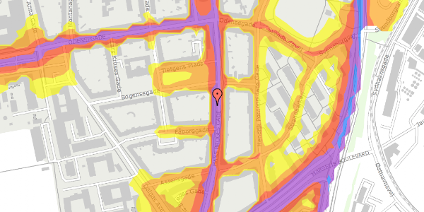 Trafikstøjkort på Hans Broges Gade 8, kl. , 8000 Aarhus C