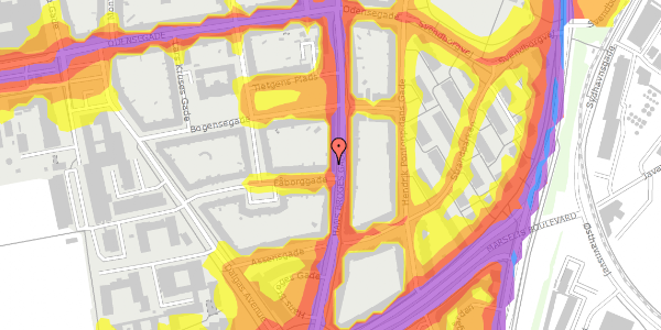 Trafikstøjkort på Hans Broges Gade 12, st. th, 8000 Aarhus C