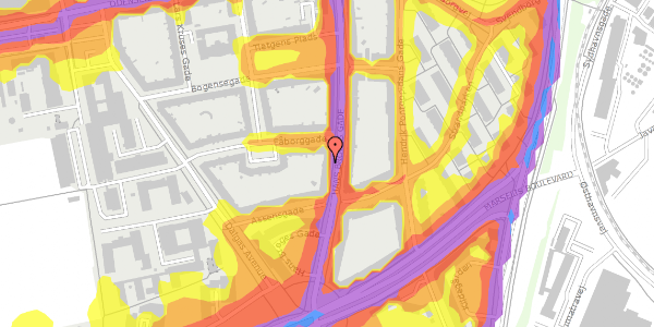 Trafikstøjkort på Hans Broges Gade 16, 1. , 8000 Aarhus C