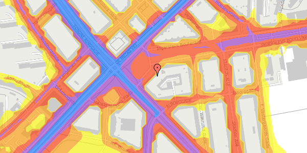 Trafikstøjkort på Harald Jensens Plads 3, 5. th, 8000 Aarhus C