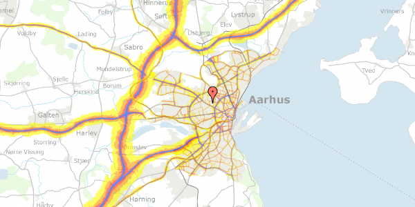 Trafikstøjkort på Haslevangsvej 1F, 8210 Aarhus V