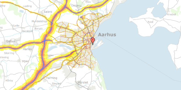 Trafikstøjkort på Heibergsgade 1B, 1. th, 8000 Aarhus C