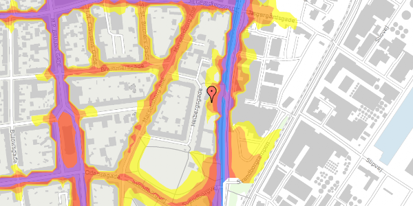 Trafikstøjkort på Heibergsgade 15, st. , 8000 Aarhus C