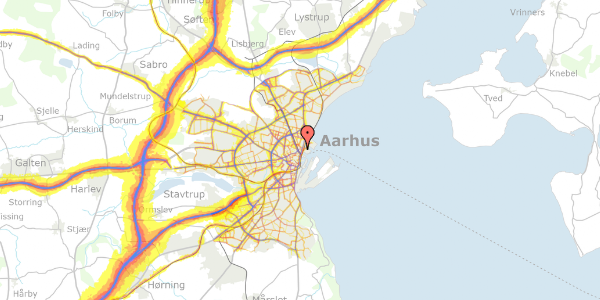 Trafikstøjkort på Helgenæsgade 6A, 3. th, 8000 Aarhus C