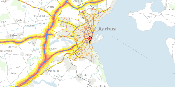 Trafikstøjkort på Hellerupvej 11, 8000 Aarhus C